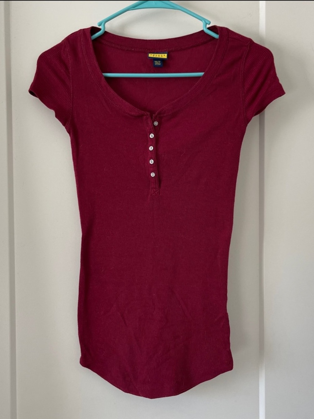 Prince & Fox Short Sleeve Henley Top - Wine Red